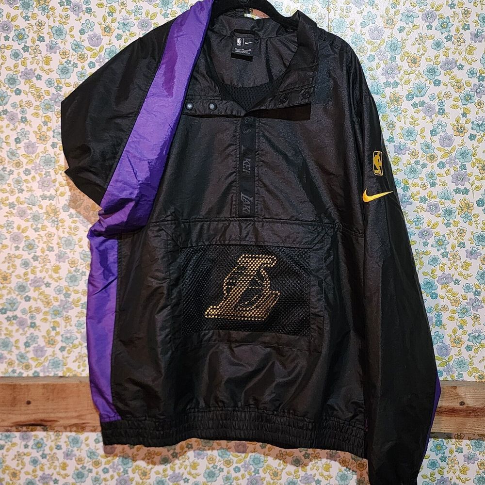 Nike NBA LA Lakers Courtside Basketball Windbreaker Jacket Pullover Men's Sz XL